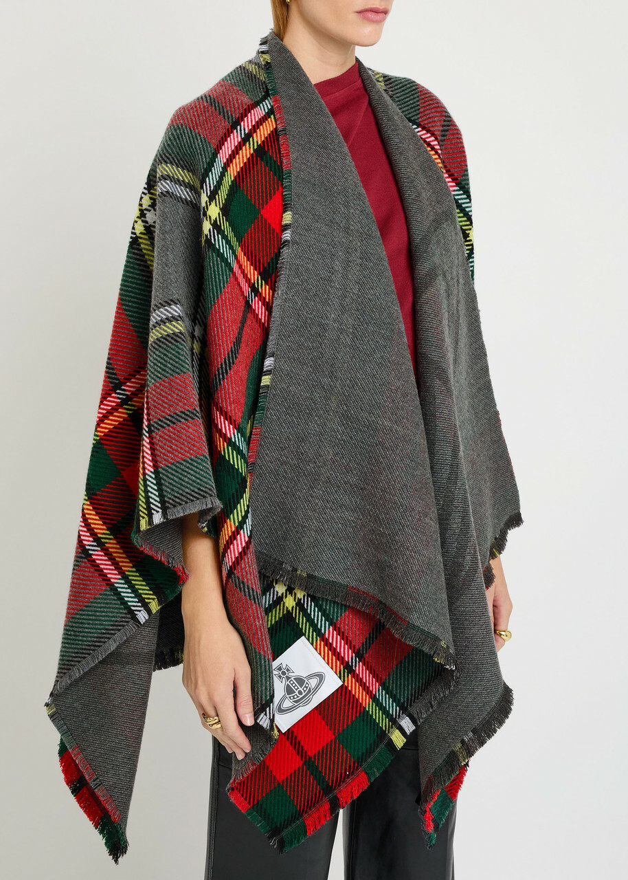 Vivienne Westwood Reversible Tartan Wool Poncho - Red - One Size