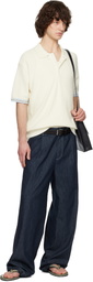 Solid Homme Off-White Collared Short-Sleeve Terry Knit Polo