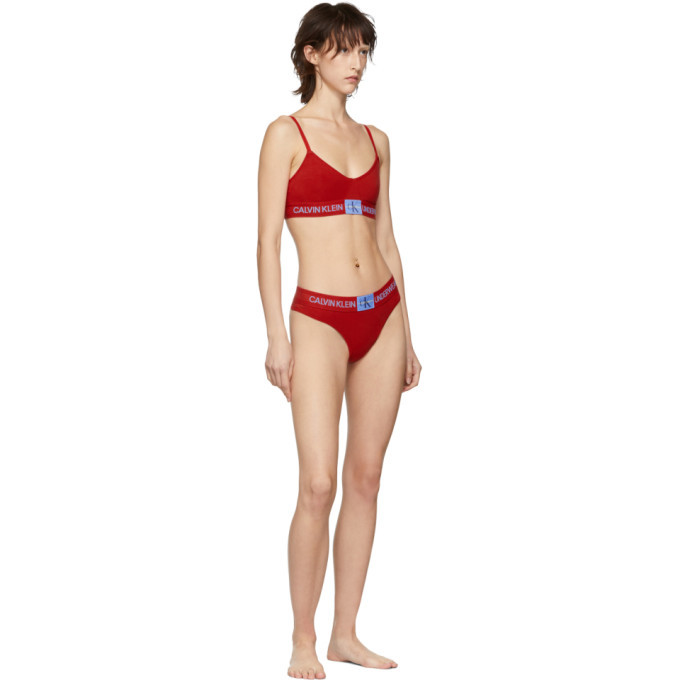 Calvin Klein Underwear Red Monogram Triangle Bra