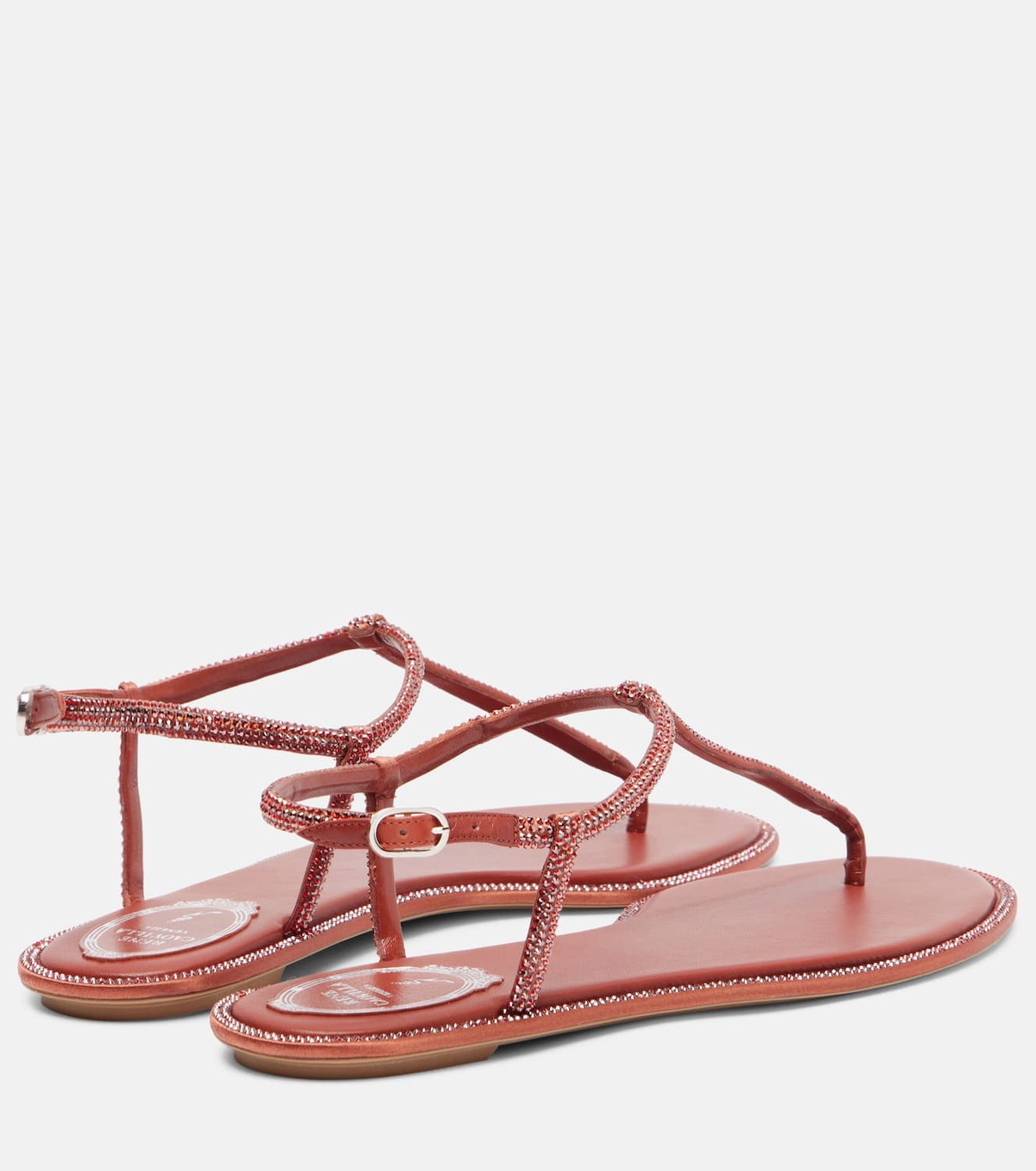 Rene Caovilla Diana embellished satin thong sandals