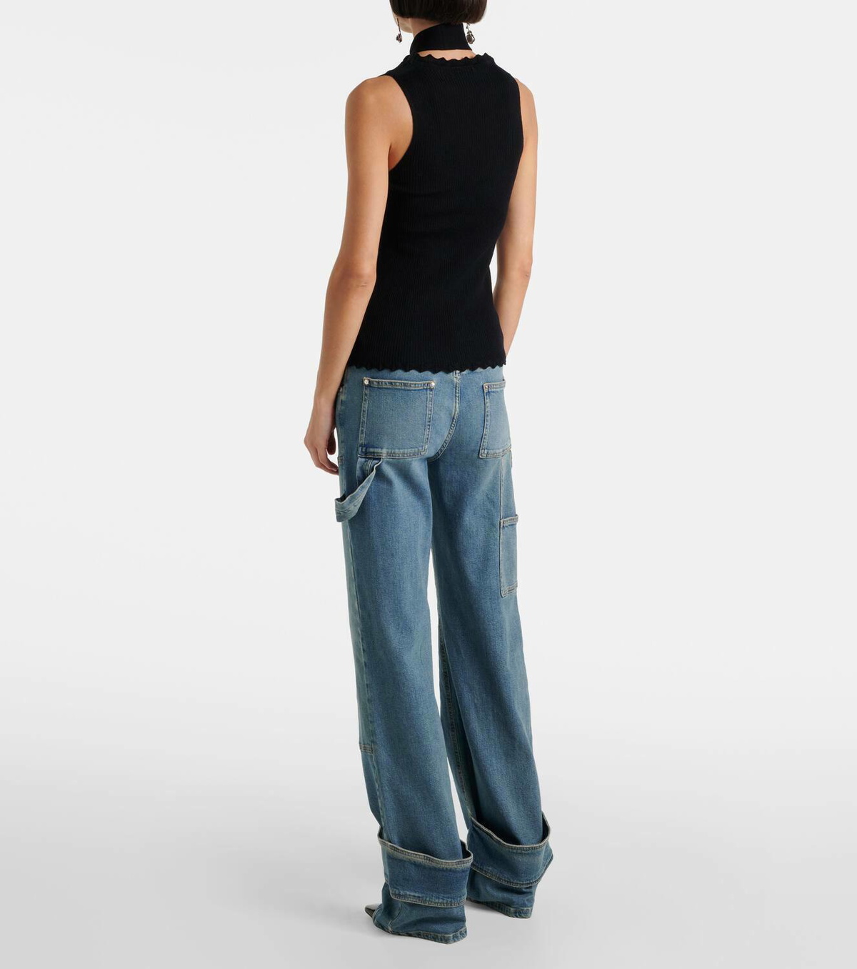 Blumarine Floral-appliqué wool tank top