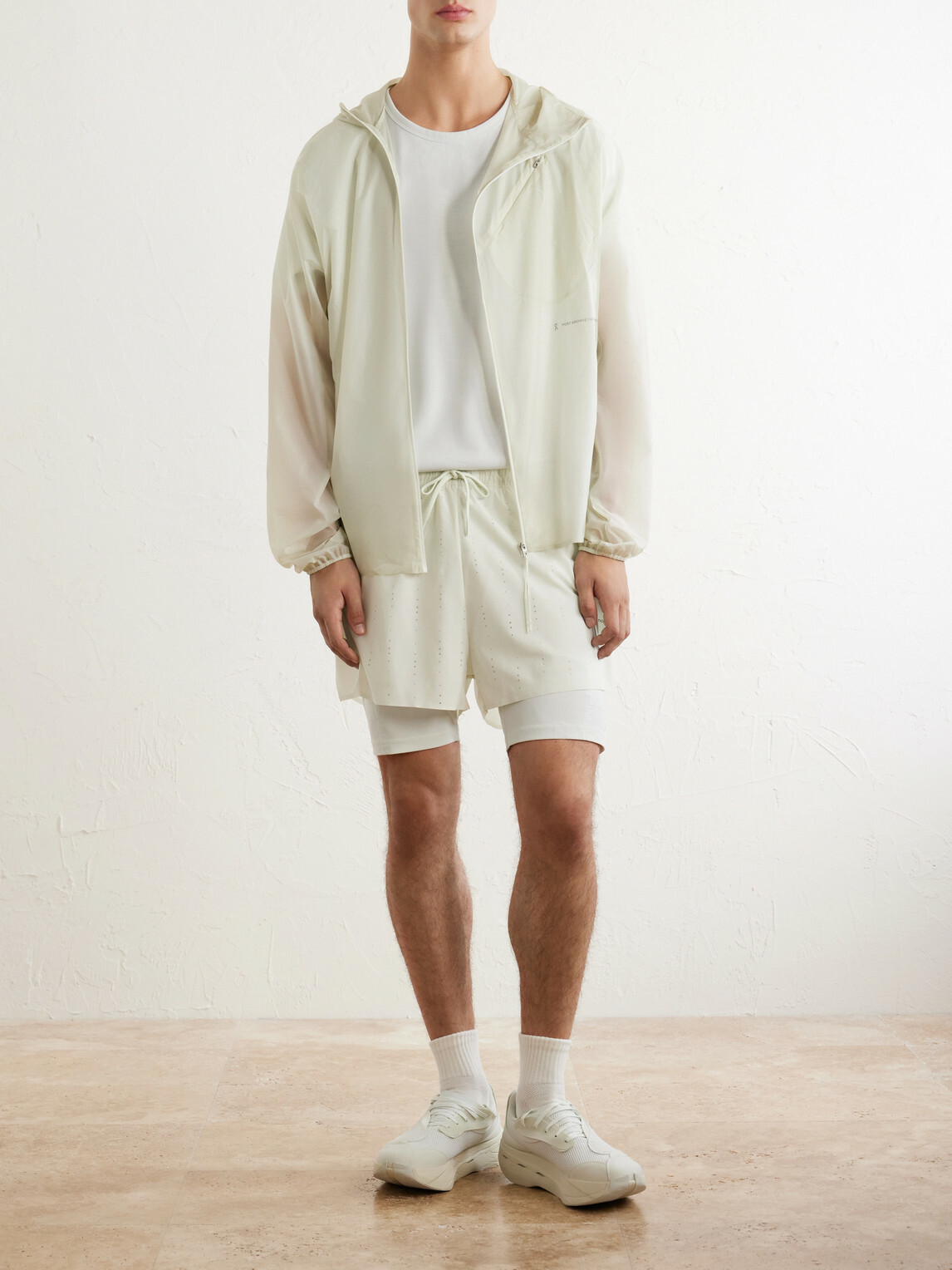 On - Post Archive Faction Zero Logo-Print Shell Jacket - Neutrals