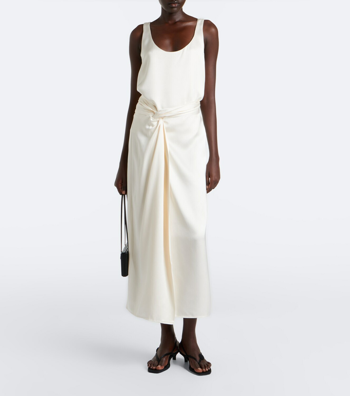 Róhe Gathered satin midi skirt