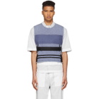 Craig Green Blue Cotton Acid Wash Line Stitch Vest