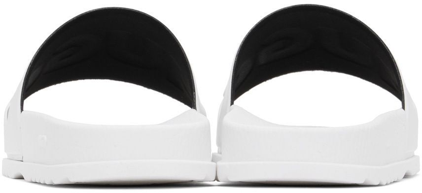 Hugo White Logo Strap Pool Slides