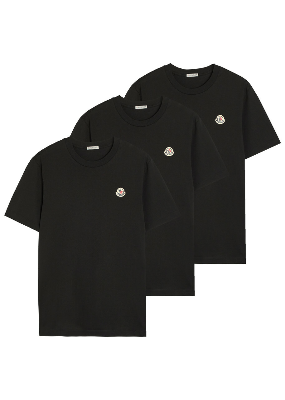 Moncler Logo Cotton T-shirt set of Three Black