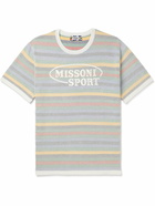 Missoni - Logo-Embroidered Striped Cotton-Jacquard T-Shirt - Blue