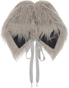 OPEN YY Gray Faux Fur Collar Scarf