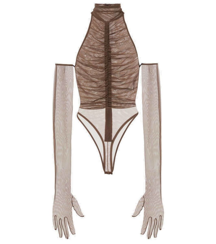 Photo: Alex Perry Ruched sheer bodysuit