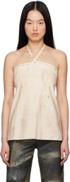 Serapis Beige Tar-Painted Halter Top
