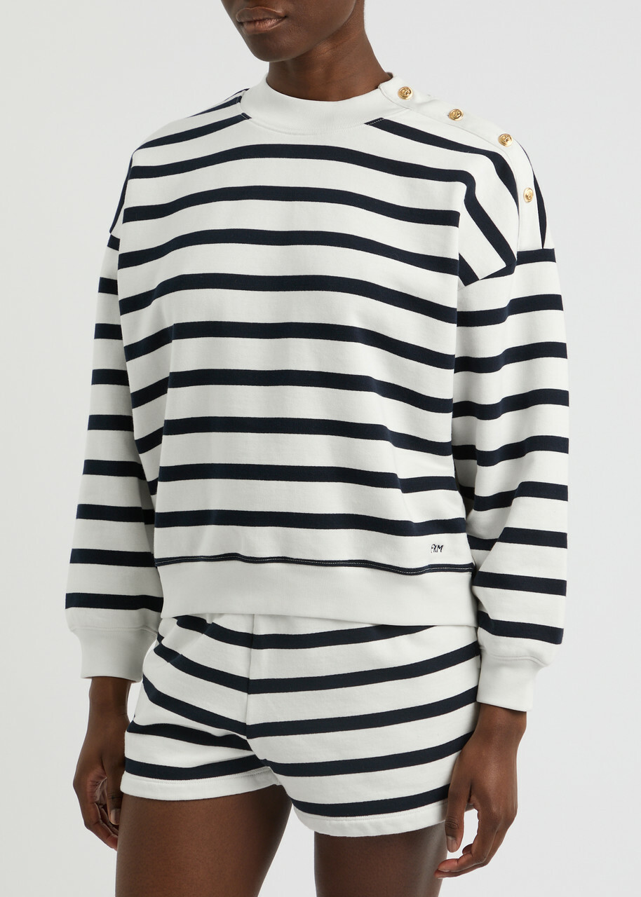 Frame Striped Cotton-blend Sweatshirt Navy