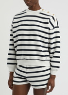 Frame Striped Cotton-blend Sweatshirt Navy