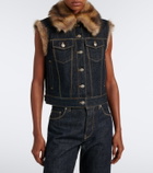 Fendi Shearling-trimmed denim vest