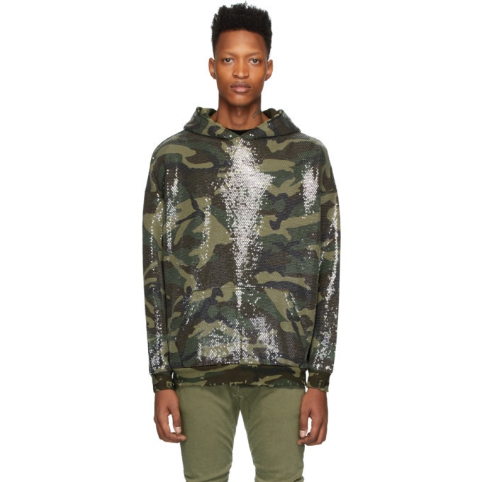 Photo: R13 Green Camouflage Sequined Hoodie