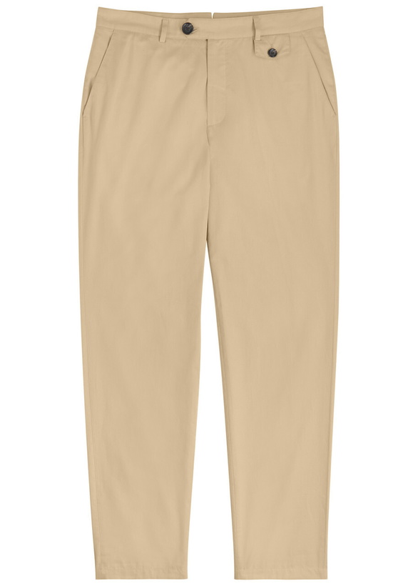 Photo: Oliver Spencer Fishtail Cotton Tapered-leg Trousers Beige