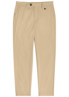 Oliver Spencer Fishtail Cotton Tapered-leg Trousers Beige