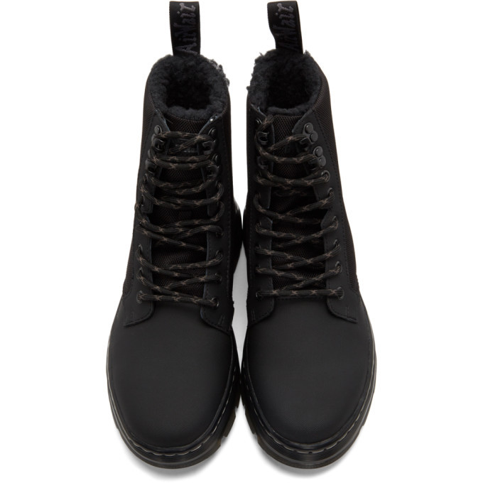 Dr. Martens Black Lace-Up Mono Fur Boot Buzz Lace Up Faux Fur Lined Grizzly Leather Boots in Black  main image 4
