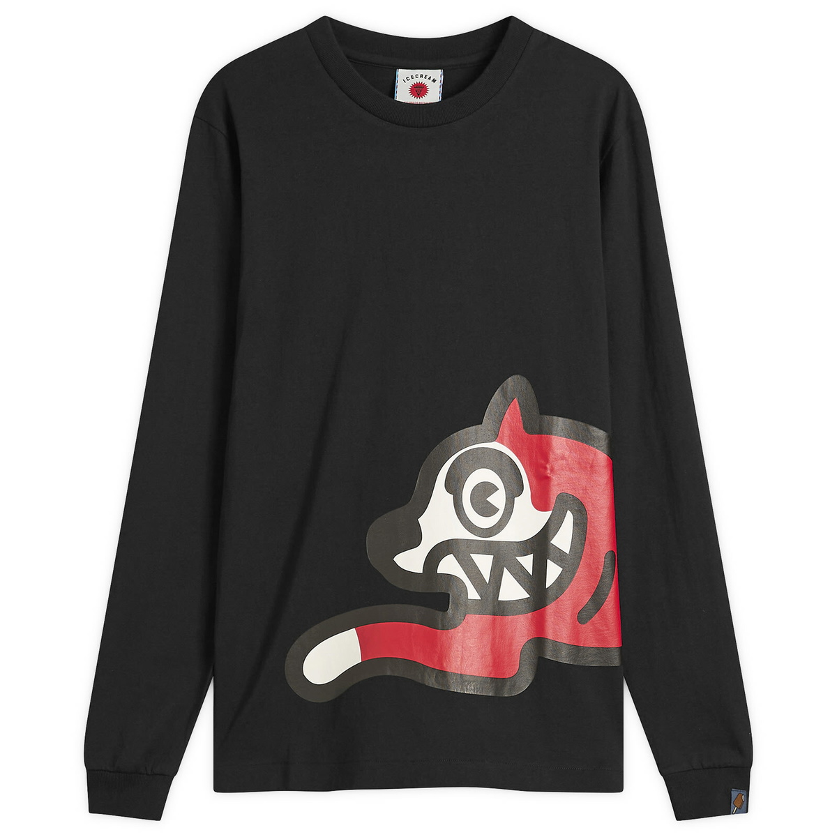 ICECREAM Men's Jumbo Running Dog Long Sleeve T-Shirt in Black ICECREAM
