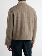 FrizmWORKS - Corduroy-Trimmed Checked Wool Jacket - Neutrals