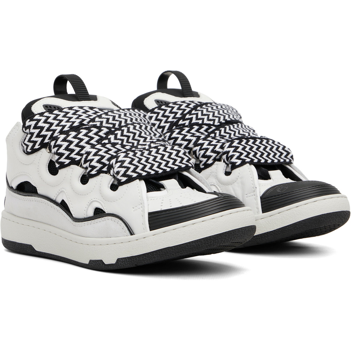 Lanvin White & Black Curb Sneakers