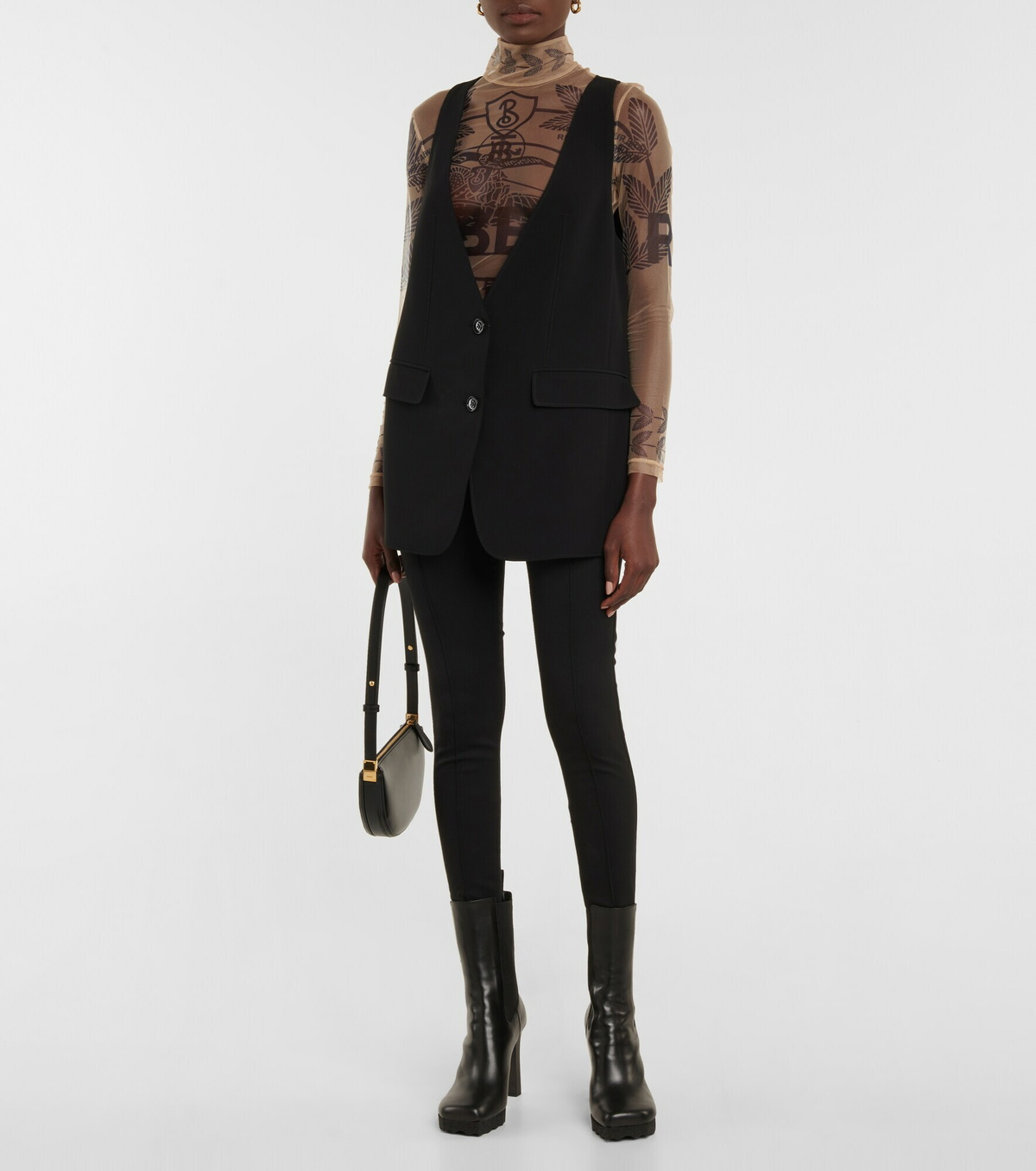 Burberry - Printed mesh mockneck bodysuit