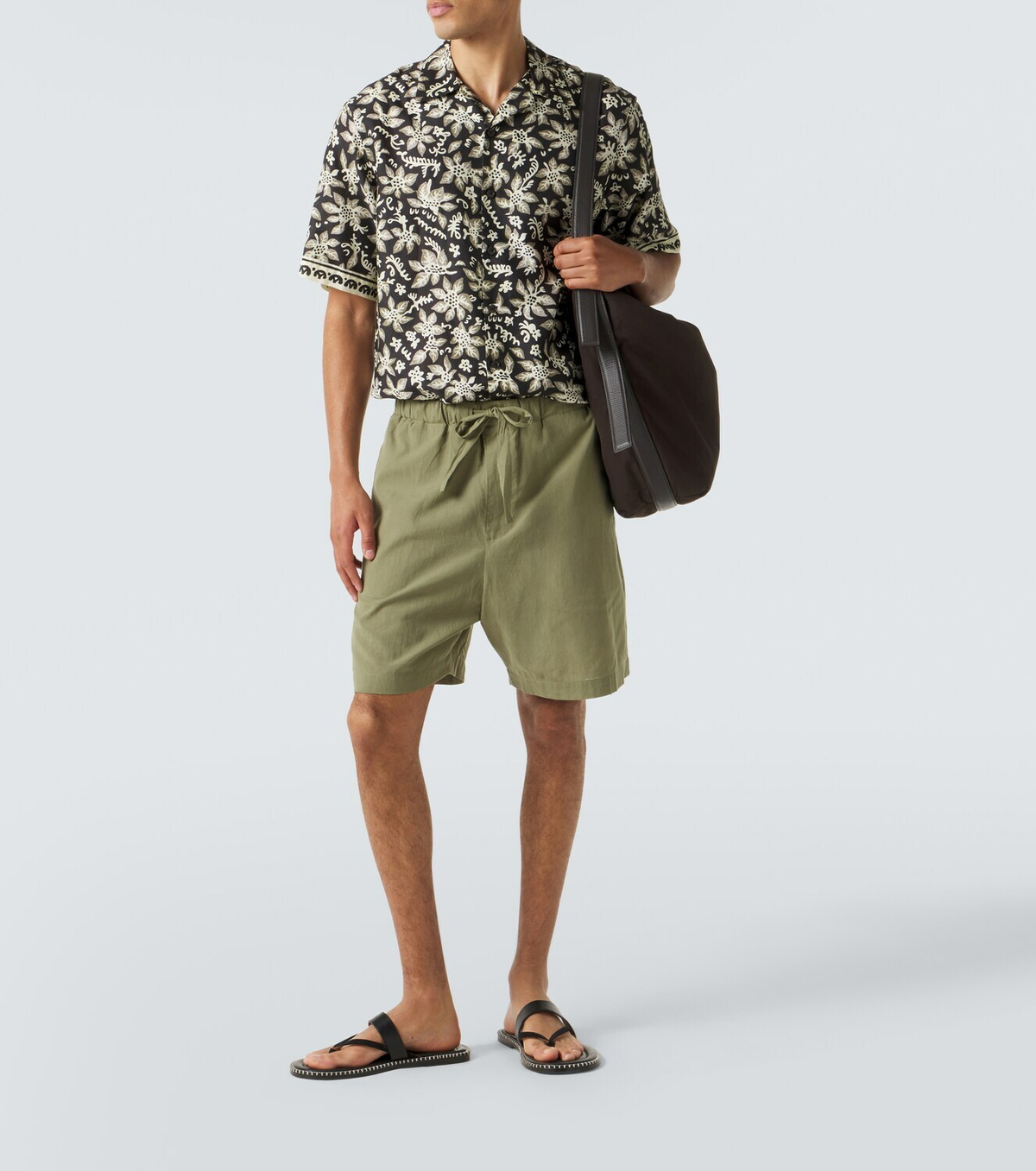 Commas Printed cotton and silk bowling shirt