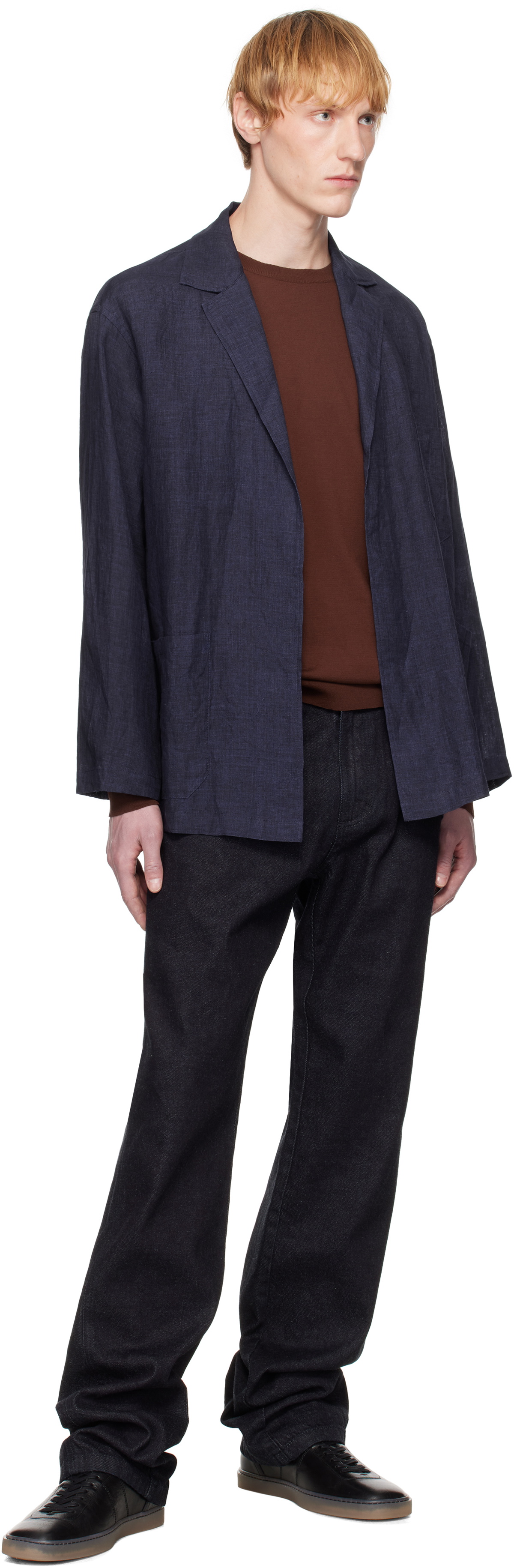YLÈVE Navy Linen Blazer