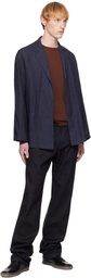 YLÈVE Navy Linen Blazer