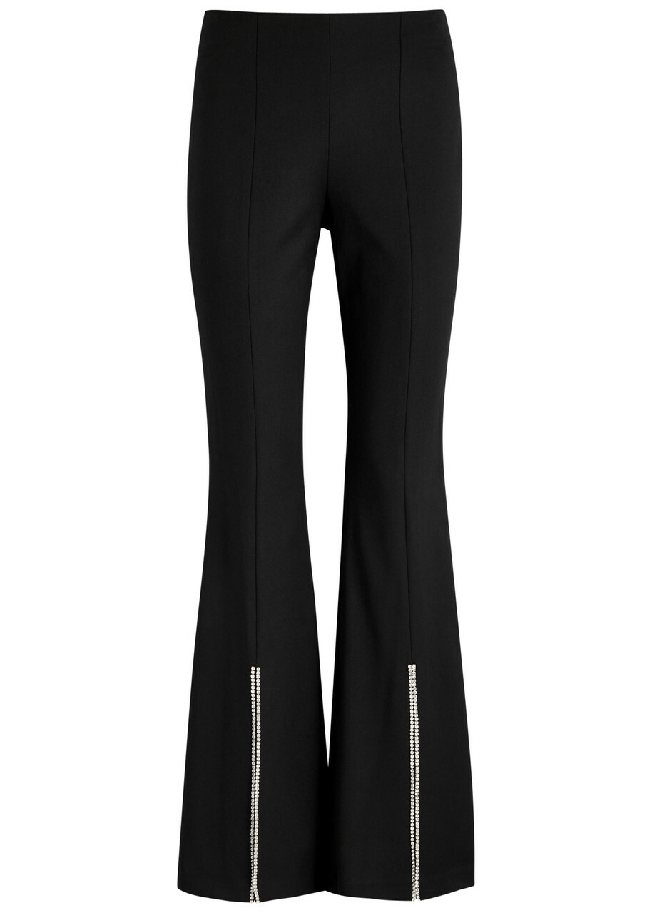Alice + Olivia Embellished Split-hem Trousers Black