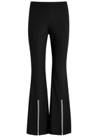 Alice + Olivia Embellished Split-hem Trousers Black