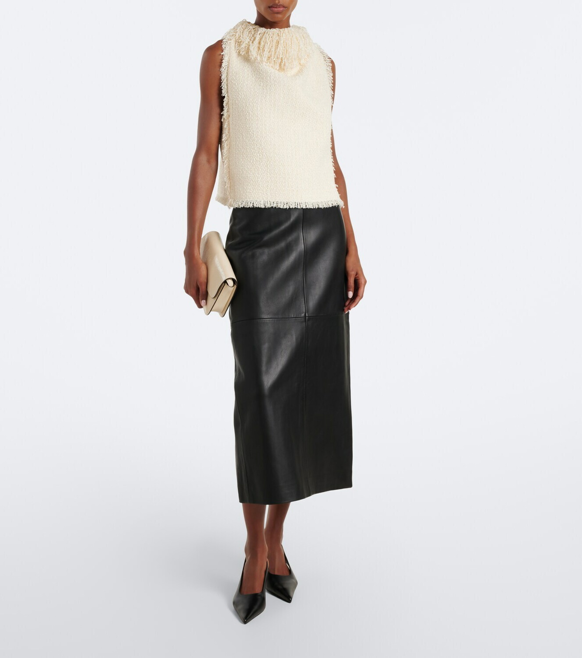 Róhe Leather pencil skirt