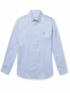 Etro - Slim-Fit Logo-Embroidered Linen Shirt - Blue