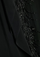 LA Double J Scarf Bead Embellished Satin Midi Skirt Black