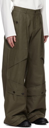 CARNET-ARCHIVE Khaki Coated Wide Mass Trousers