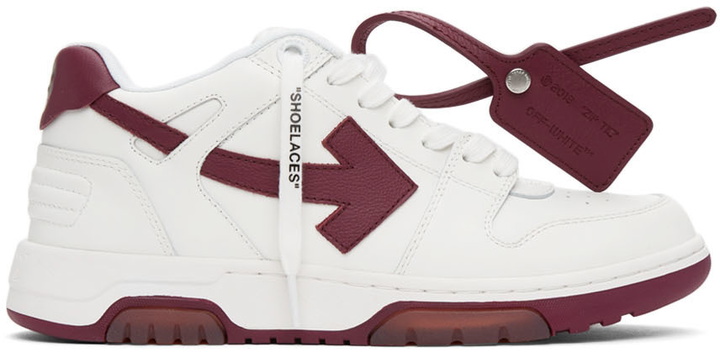 Photo: Off-White White & Burgundy Out Of Office Sneakers