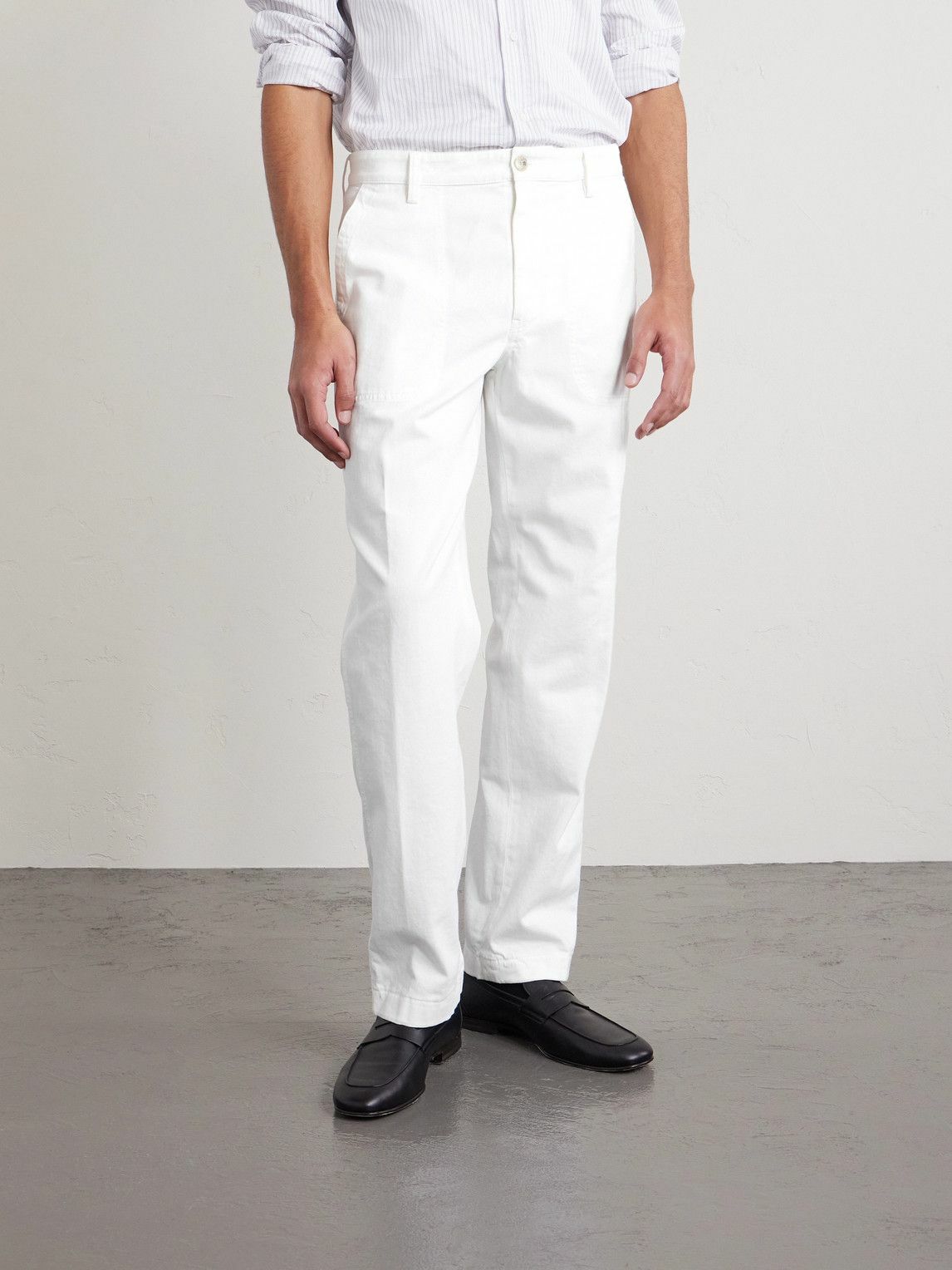 Canali - Straight-Leg Cotton-Blend Twill Trousers - Neutrals