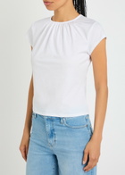 Frame The Gathered Stretch-cotton T-shirt White