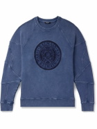 Balmain - Logo-Embroidered Cotton-Jersey Sweatshirt - Blue