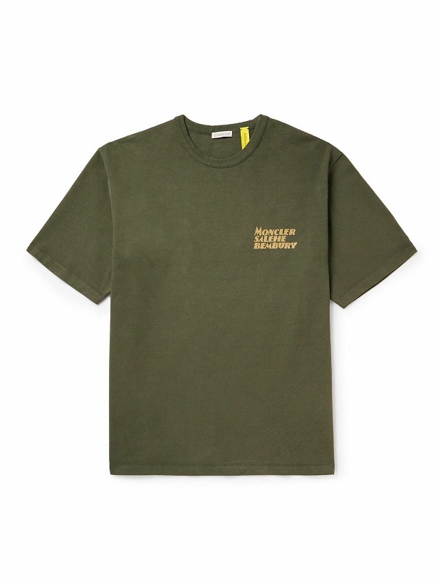 Photo: Moncler Genius - Salehe Bembury Logo-Print Cotton-Jersey T-Shirt - Green