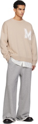 MM6 Maison Margiela Beige Two-In-One Varsity Knit Sweater