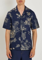 Moncler Printed Cotton-poplin Shirt Navy