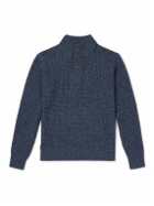 Faherty - Waffle-Knit Wool and Cashmere-Blend Sweater - Blue
