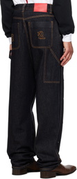 KUSIKOHC Navy Workwear Multi Rivet Denim Jeans