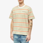 Edwin Men's Quarter Stripe T-Shirt in Beige/Red/White