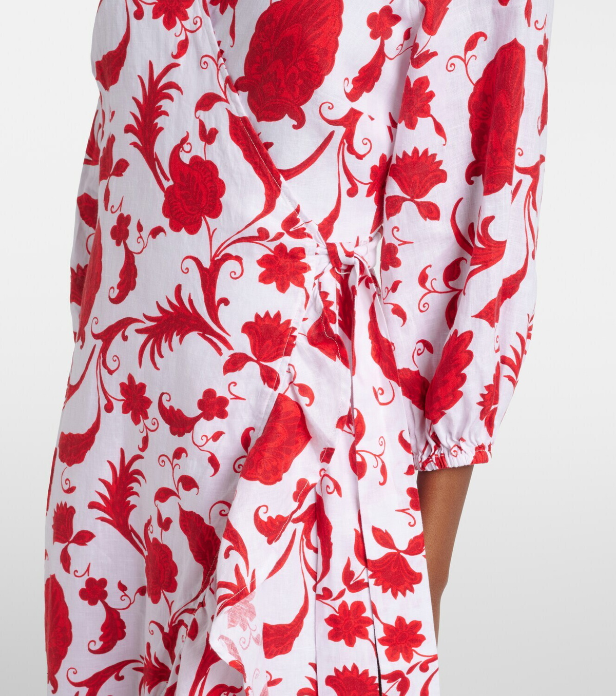 Heidi Klein Evia floral ruffled linen wrap dress