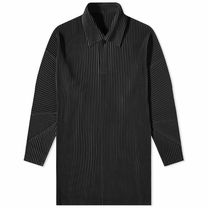 Photo: Homme Plissé Issey Miyake Men's Pleated Long Sleeve Polo Shirt in Black