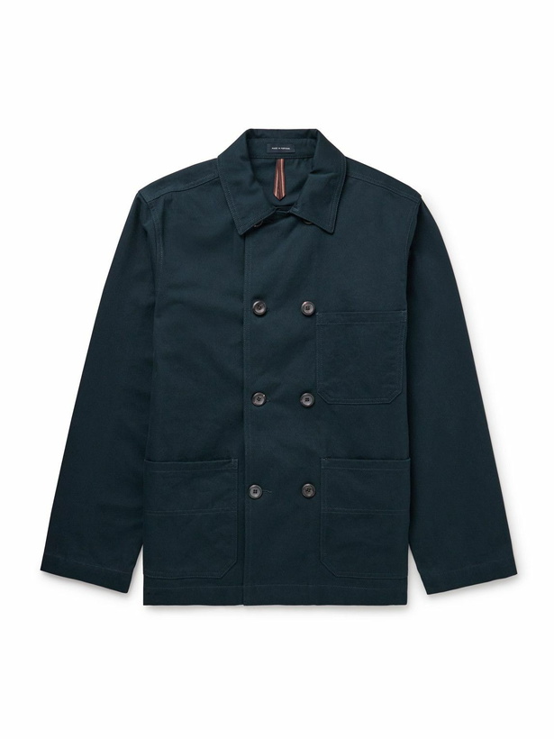 Photo: Drake's - Double-Breasted Cotton-Twill Chore Jacket - Blue