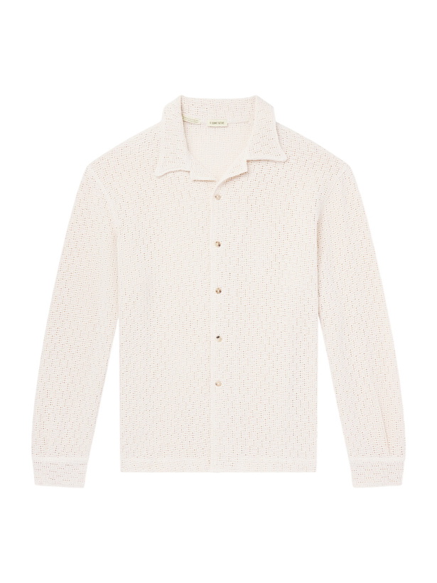 Photo: De Bonne Facture - Holiday Camp-Collar Crocheted Cotton Shirt - Neutrals