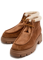 Stuart Weitzman Hudson Shearling-trimmed Suede Ankle Boots Brown