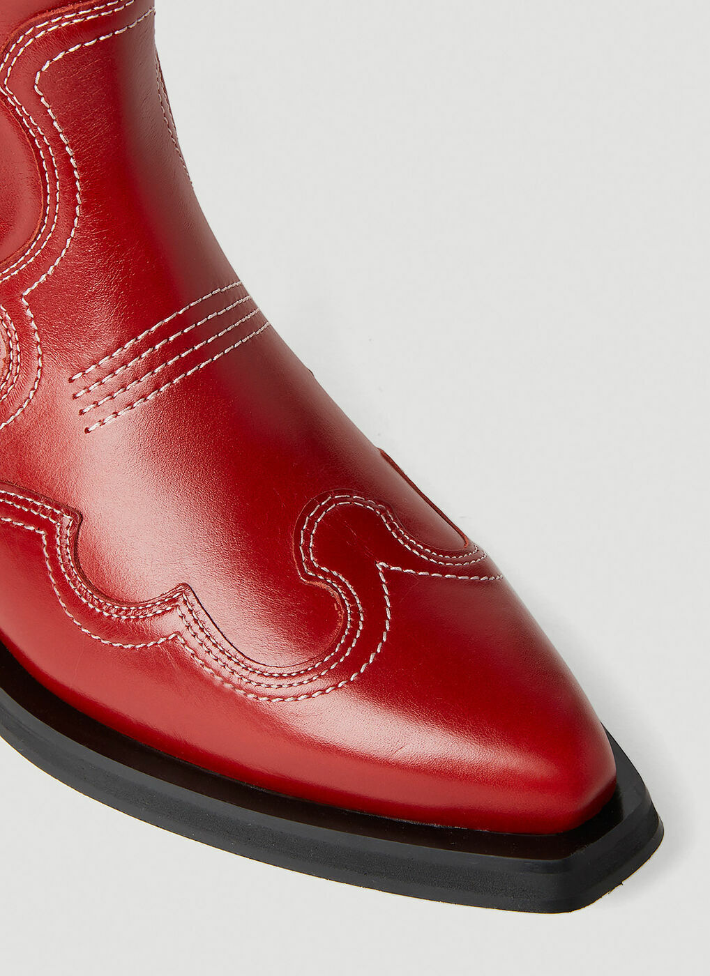 GANNI - Embroidered Western Boots in Red GANNI